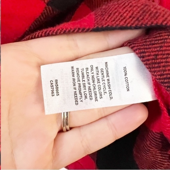 Nordstrom Red Buffalo Plaid Long Sleeve Button Down Flannel Pajama Top Sz M NEW - Picture 5 of 8